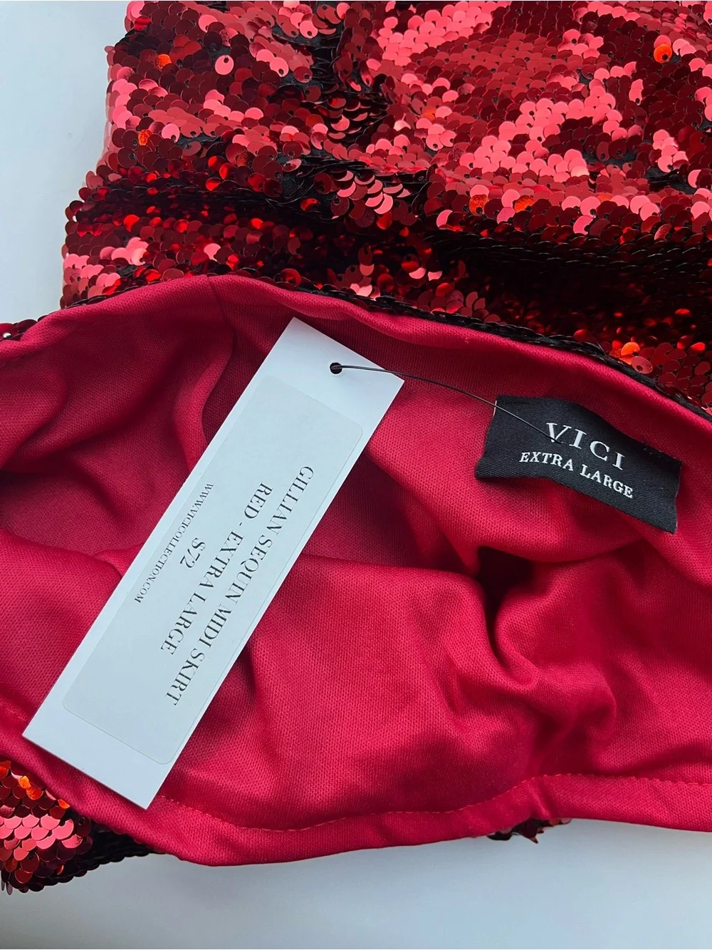 Vici Red Glittered Midi Skirt N259-27